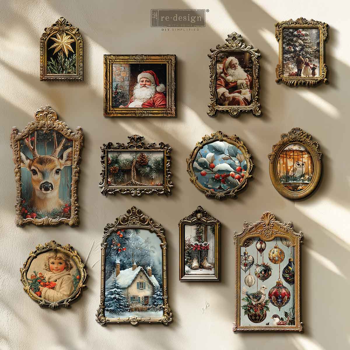 A4 Decoupage – Frosted Boughs & Berries – 1 sheet, 8.27″x11.69″