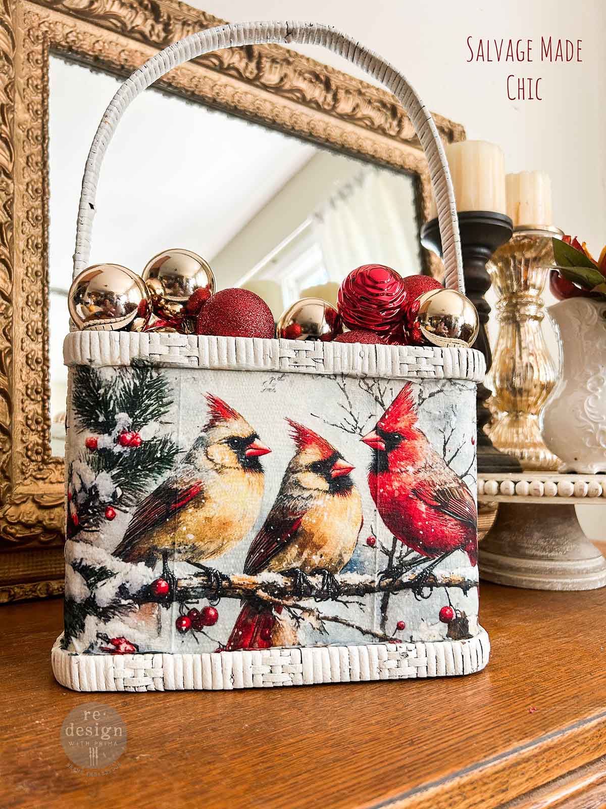A4 Decoupage – Crimson Noel – 1 sheet, 8.27″x11.69″