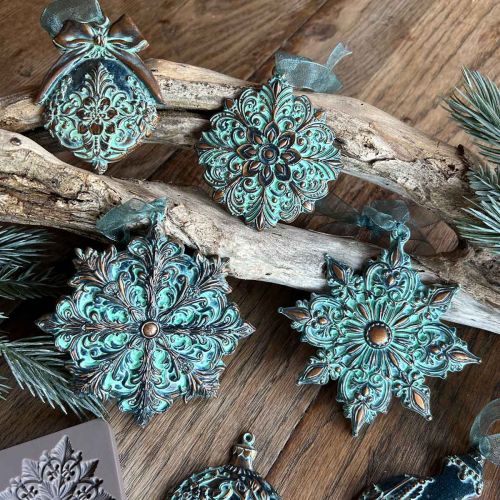 Frosted Patina Ornaments