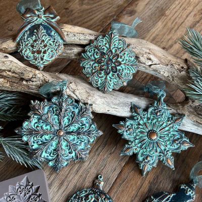 Frosted Patina Ornaments