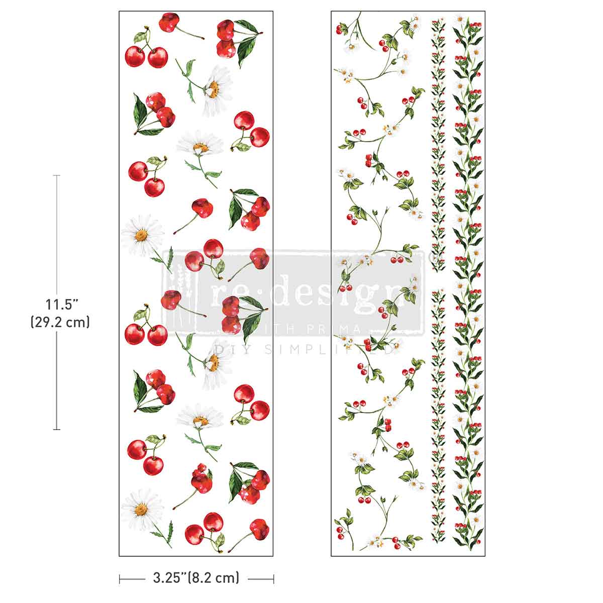 Luxe Transfers® – Daisy Cherry Delight – 2 sheets, 3.25″x11.5″