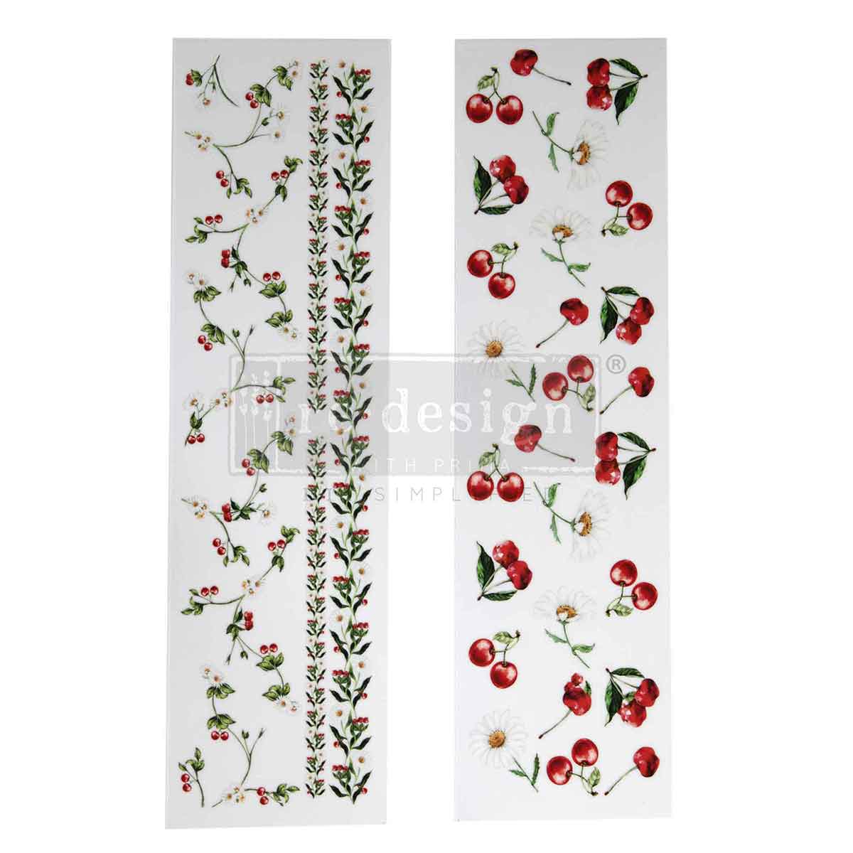Luxe Transfers® – Daisy Cherry Delight – 2 sheets, 3.25″x11.5″