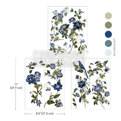 Middy Transfers® – Blue Nest Blooms – 3 sheets, 8.5″x11″