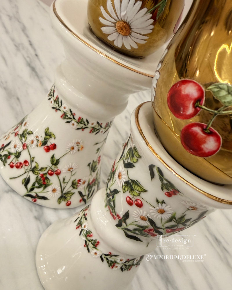 Luxe Transfers® – Daisy Cherry Delight – 2 sheets, 3.25″x11.5″