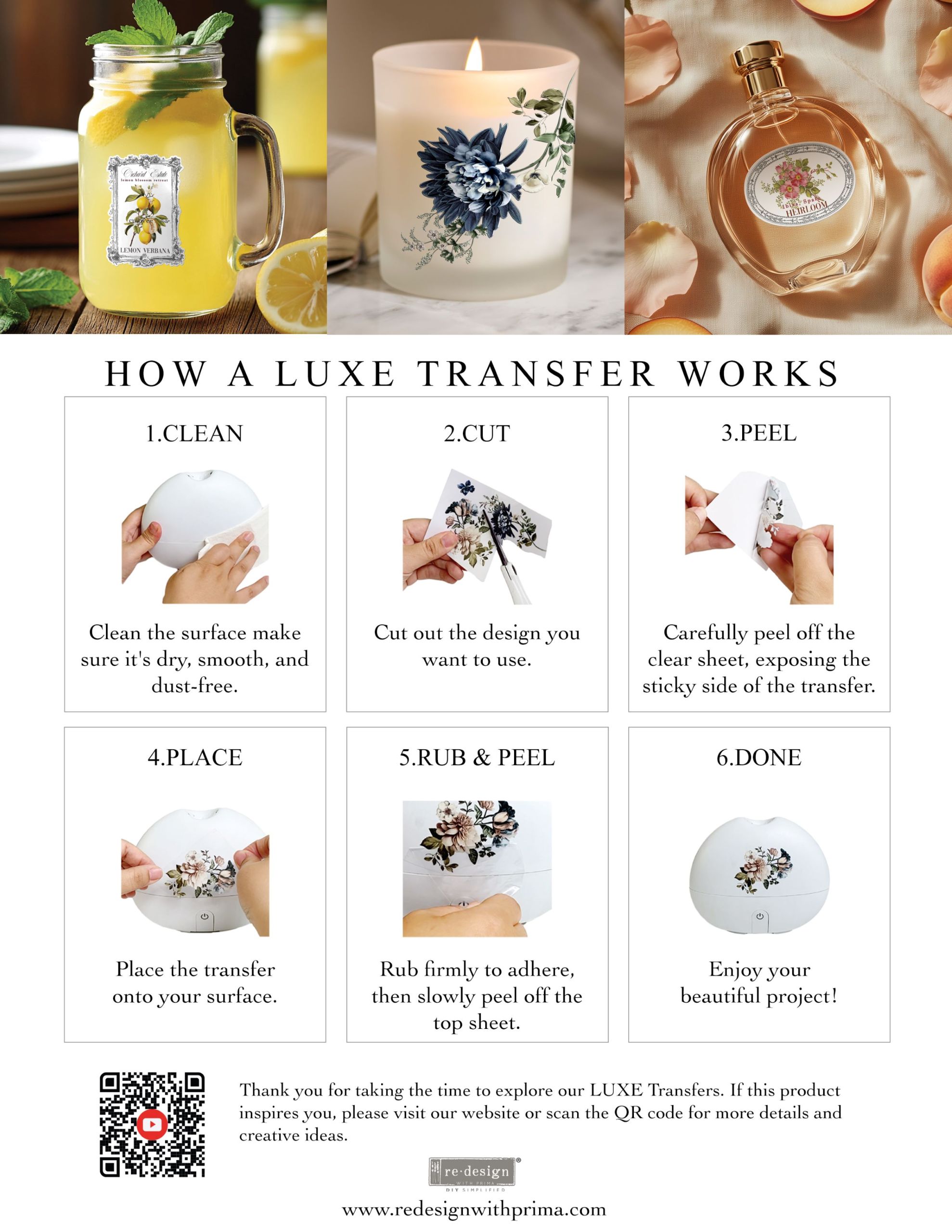 Luxe Transfers® – Whispers Of Indigo – 2 sheets, 3.25″x11.5″