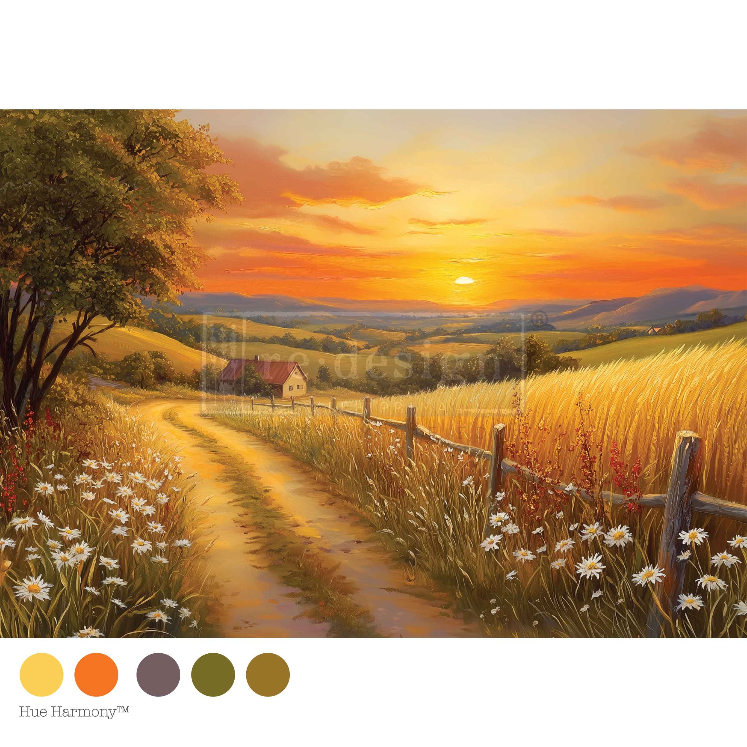 A3 Decoupage Fiber – Sunset Haven – 1 sheet, 11.7″x16.5″