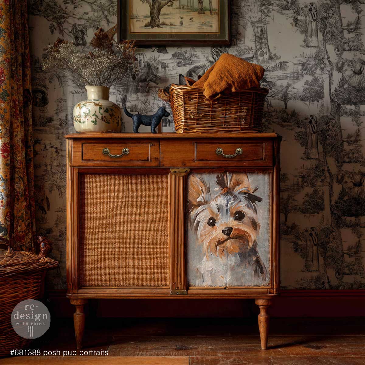 A3 Decoupage Fiber – Posh Pup Portraits – 1 sheet, 11.7″x16.5″
