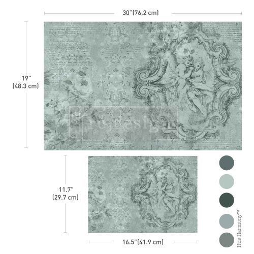 Double Delight Decoupage Fiber Paper Set – Jardin Des ChéRubins – Total 2 sheets – 1 sheet, 19.5″x30″ + 1 sheet, 11.7″x16.5″