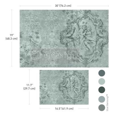Double Delight Decoupage Fiber Paper Set – Jardin Des ChéRubins – Total 2 sheets – 1 sheet, 19.5″x30″ + 1 sheet, 11.7″x16.5″
