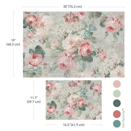Double Delight Decoupage Fiber Paper Set – Pink Blossom Bliss – Total 2 sheets – 1 sheet, 19.5″x30″ + 1 sheet, 11.7″x16.5″