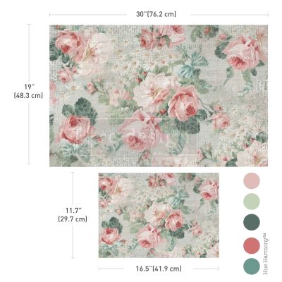 Double Delight Decoupage Fiber Paper Set – Pink Blossom Bliss – Total 2 sheets – 1 sheet, 19.5″x30″ + 1 sheet, 11.7″x16.5″
