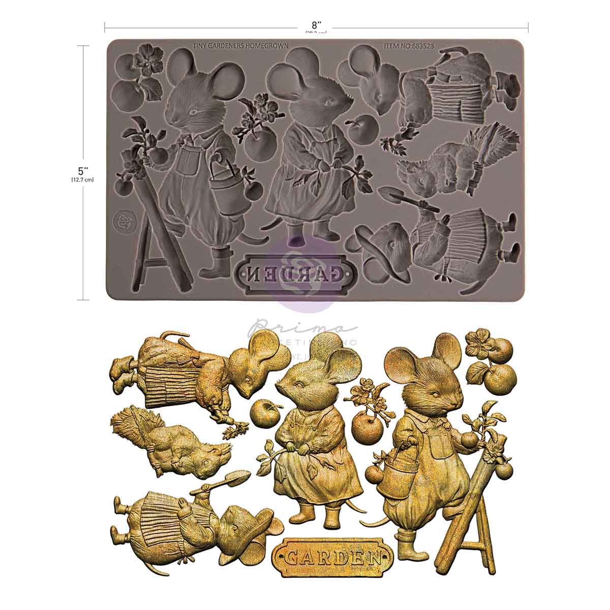 Homegrown Collection Decor Moulds® – Tiny Gardeners – 1 pc, 5″x8″x8mm