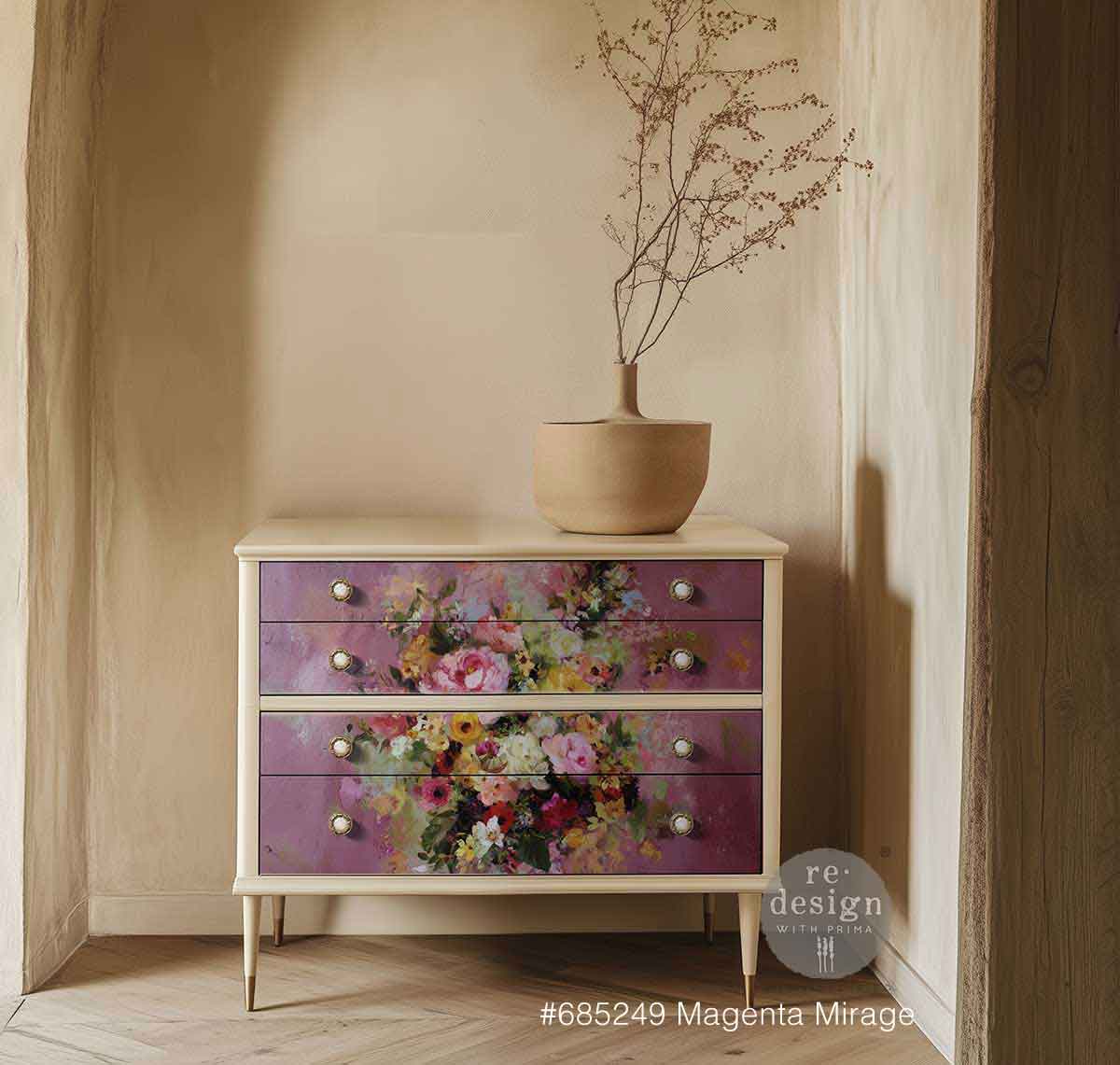 19.5″x30″ Decoupage Fiber – Magenta Mirage – 1 sheet