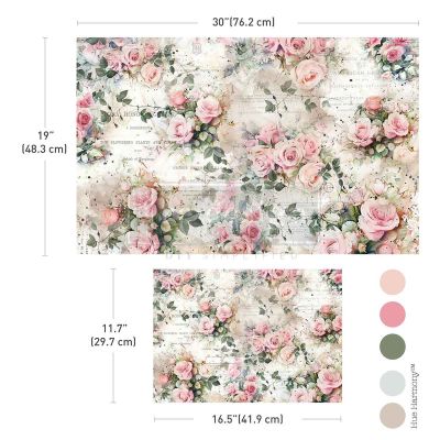 Double Delight Decoupage Fiber Paper Set – Rosy Reverie – Total 2 sheets – 1 sheet, 19.5″x30″ + 1 sheet, 11.7″x16.5″