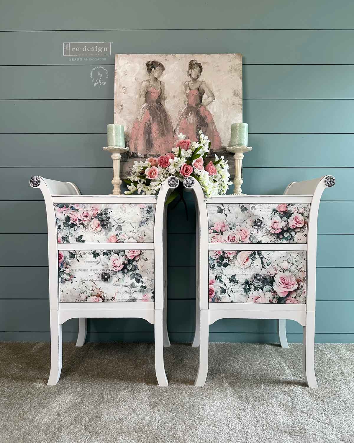 Double Delight Decoupage Fiber Paper Set – Rosy Reverie – Total 2 sheets – 1 sheet, 19.5″x30″ + 1 sheet, 11.7″x16.5″