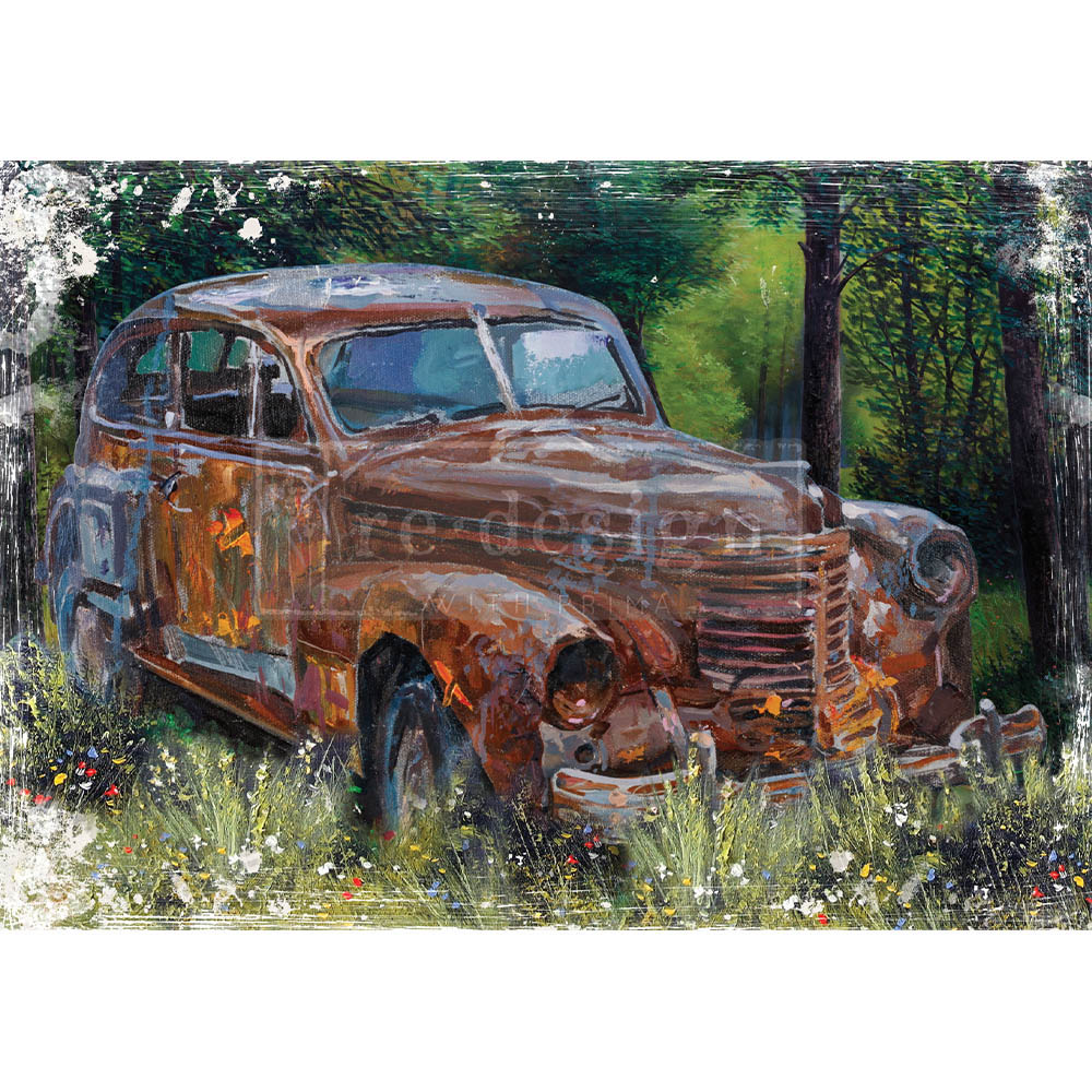 A1 Decoupage Rice Paper – This Rusty Car – 23.4″X33.1″