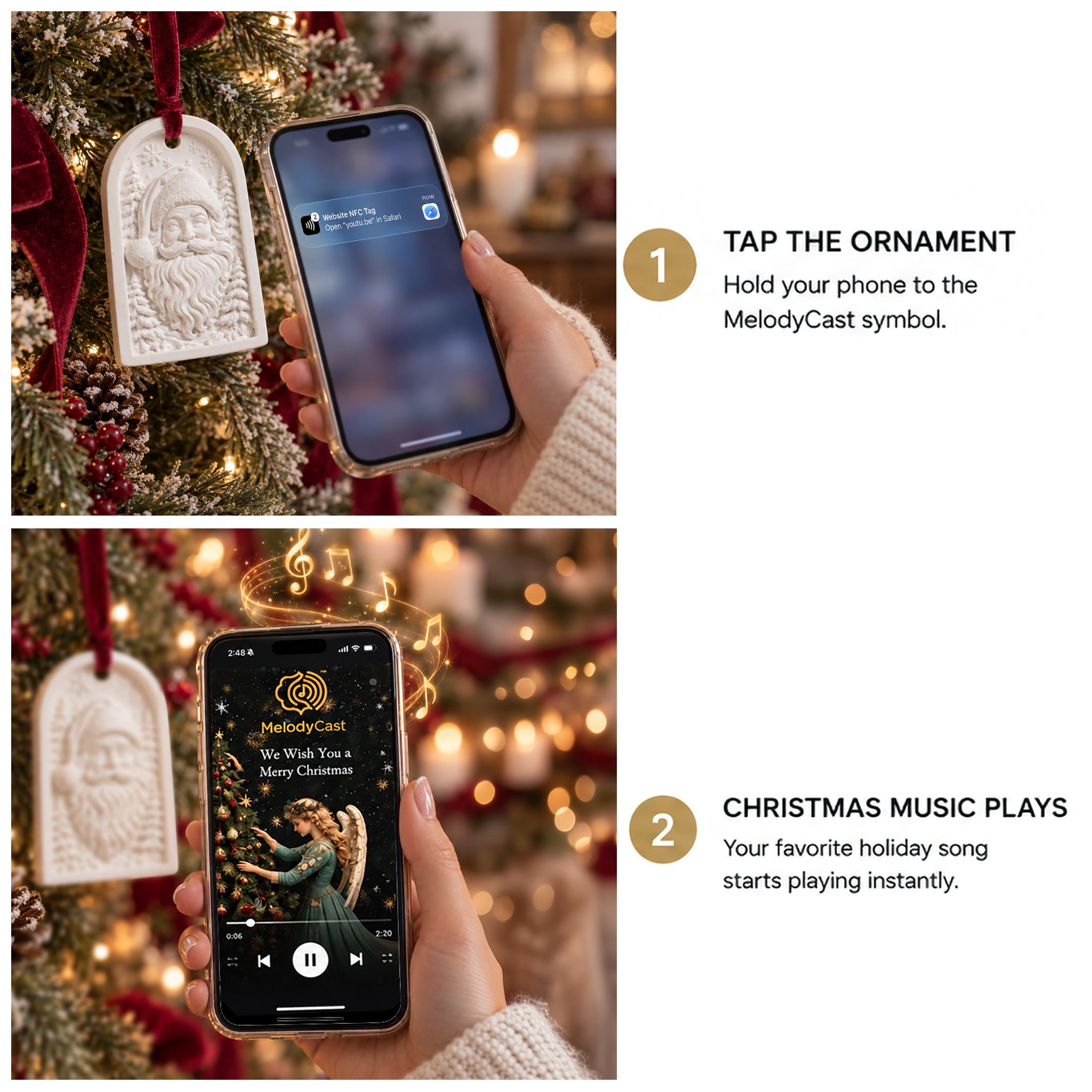 MelodyCast | Paint-Tap-Play Christmas Ornaments (Set of 6) | ORDER SEPARATELY