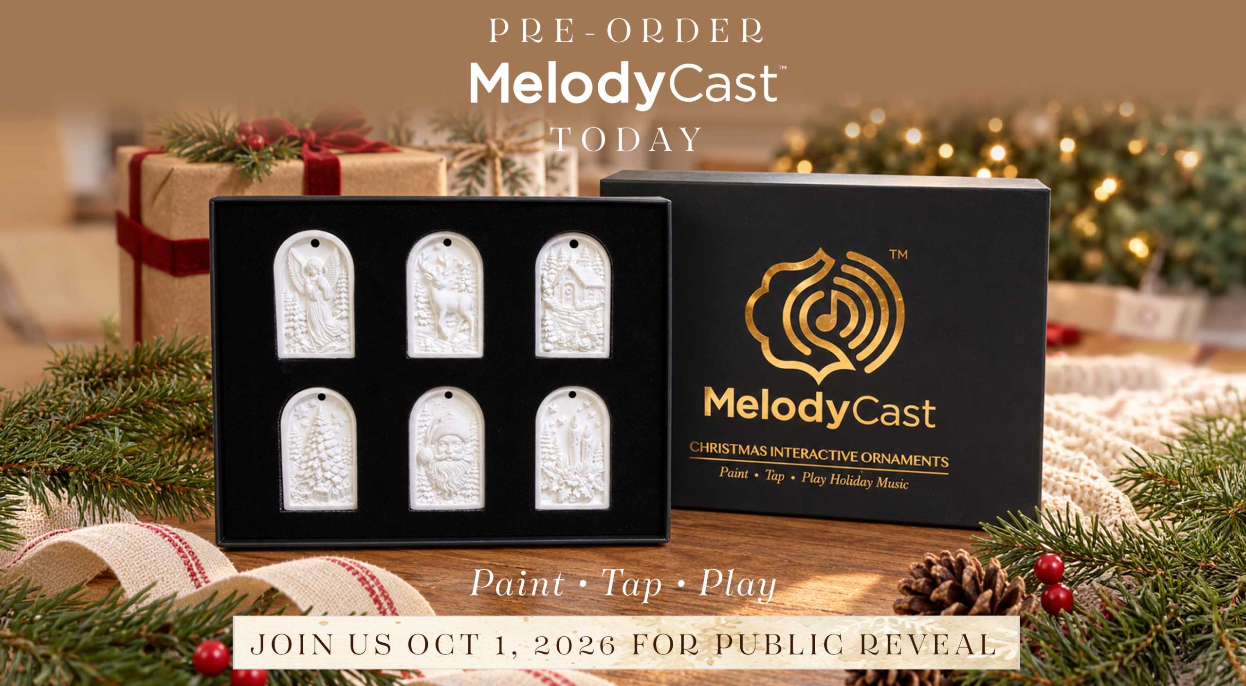 MelodyCast | Paint-Tap-Play Christmas Ornaments (Set of 6) | ORDER SEPARATELY